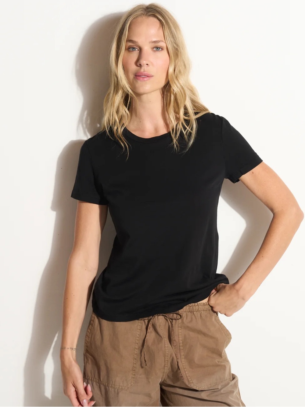 Rowan Tyler Tee Crew Neck Black 100% Supima Cotton Straight Hem